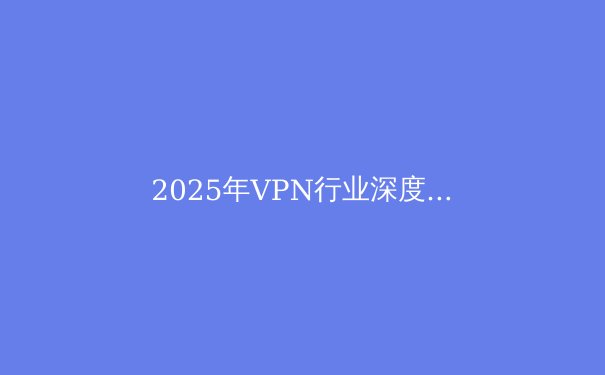 2025年VPN行业深度报告：趋势、技术与选购指南